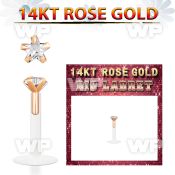 rbizsc bio flex labret w push in 14k rose gold top w star cz