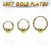 rgbcr14m 18k gold silver ball closure earrings, 14g 5mm ball