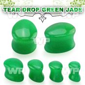 ri37 jade stone double flared saddle plug teardrop shape