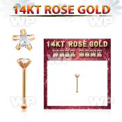 rnbsc1 14kt rose gold nose bone w a 3mm star shaped cz
