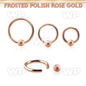 rose gold  steel ball closure ring w 4mm frosted ball