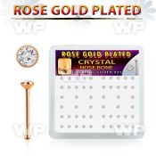 rsb14xc rose gold plated silver nose bones w 2mm clear crystal