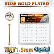 rsb6xc box rose gold silver nose bones w 1.25mm clear crystals