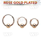 rsbcr14m 18k rose gold silver ball closure earrings, 14g 5mm ball