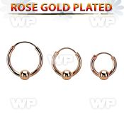 rsbcr14s 18k rose gold silver ball closure earrings, 14g 4mm ball