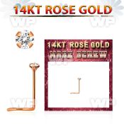 rsczc1 14kt rose gold nose screw w a 1.5mm round prong set cz