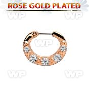 rsepg14 rose gold plated silver septum clicker 14g w 5 cz stones