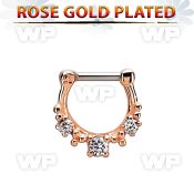 rsepl14 rose gold plated silver septum clicker 14g w 1 big cz