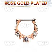 rsepl16 rose gold plated silver septum clicker 16g w 1 big cz