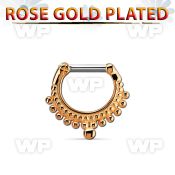 rsepm14 rose gold plated silver septum clicker, 14g w small ball