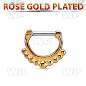 rsepn16 rose gold plated silver septum clicker, 16g w big balls