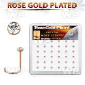 rsw14xc box rose gold plated silver nose screws w 2mm crystals