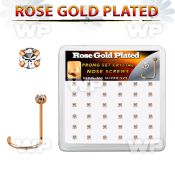 rswp14xc rose gold plated silver nose screws w set 2mm crystals