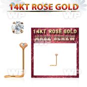 rszc1 14kt rose gold nose screw w a 2mm round prong set cz