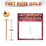 rysrd 14kt rose gold bend it nose stud w 2mm round shaped top