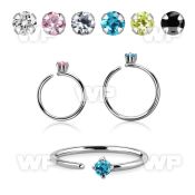 selz20 surgical steel seamless ring, 20g w a 2mm prong set cz