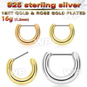 silver plated septum clicker in plain design w steel bar