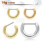 silver plated septum clicker in plain design w steel bar