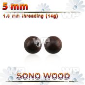 snball5 5mm sono wood ball with a 316l steel 1.6mm threading