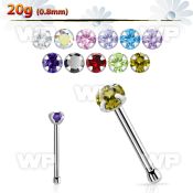 snbzr15 316l steel nose bone, 20g w prong set 1.5mm round cz