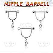 snpod24 316l steel nipple stirrup w dangling lightning symbol