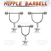 snpod25 steel nipple stirrup 14g w dangling plain starfish