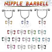snpod27 steel nipple stirrup 14g  w 5mm ball dangling dragonfly