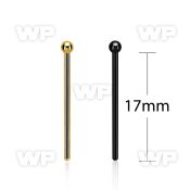 snybt18 pvd plated steel bend it nose stud w a 2mm ball top