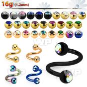 spet2c4 anodized steel eyebrow spiral w two 4mm jewel balls