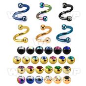 spet2c anodized steel eyebrow spiral w 3mm jewel balls