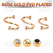 spett2c rose gold steel spiral w two 3mm jewel balls