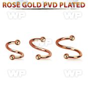 spettb25 rose gold steel eyebrow spiral w 2 2.5mm balls