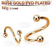 spettb rose gold 316l steel eyebrow spiral, w two 3mm balls