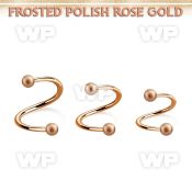 spettfo3 rose gold plated steel spiral w 3mm frosted steel balls