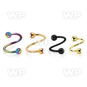 spt20b anodized 316l steel eyebrow spiral, 20g w 3mm balls