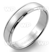 sr149 matte stainless steel engravable ring with lined edge