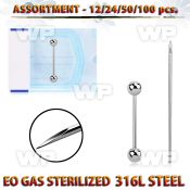 sset06 professional piercing kit steel tongue barbell needles
