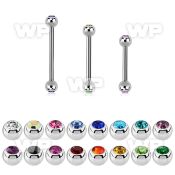 steel barbell, 20g (0.8mm) with two 2.5 bezel jewel balls