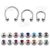 steel circular barbell 0.8mm w 3 mm bezel set jewel balls