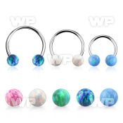 steel circular barbell 18g w two 4mm synthetic opal balls