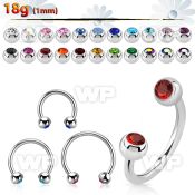 steel circular barbell 1mm w 3 mm bezel set jewel balls