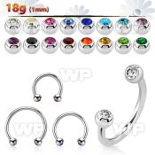 steel circular barbell 1mm w tiny 2.5mm jewel balls