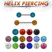 steel eyebrow barbell 18g w 3mm ferido multi crystal ball