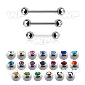 steel eyebrow barbell 1mm w 3mm bezel set jewel balls