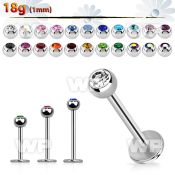 steel labret 1mm with 3mm bezel set jewel ball