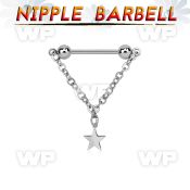 steel nipple barbell w chain w a dangling plain star