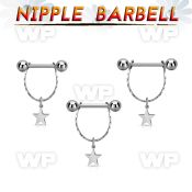 steel nipple barbell w small chain w dangling star