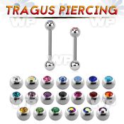 steel tragus barbell 1.2mm w top 3mm bezel set jewel ball