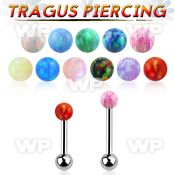 steel tragus piercing 18g w 3mm synthetic opal top ball
