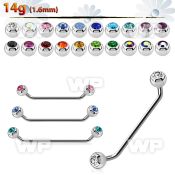 sub2c steel surface barbell w 45 degree 5mm jewel balls